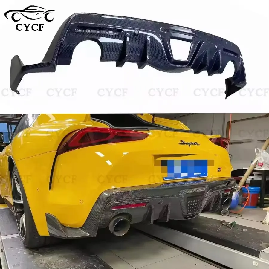 For Toyota Supra A90 A91 MK5 2019 + Carbon Fiber Car Rear Bumper Diffuser Rear Splitters Spoiler Back lip Body Kit 