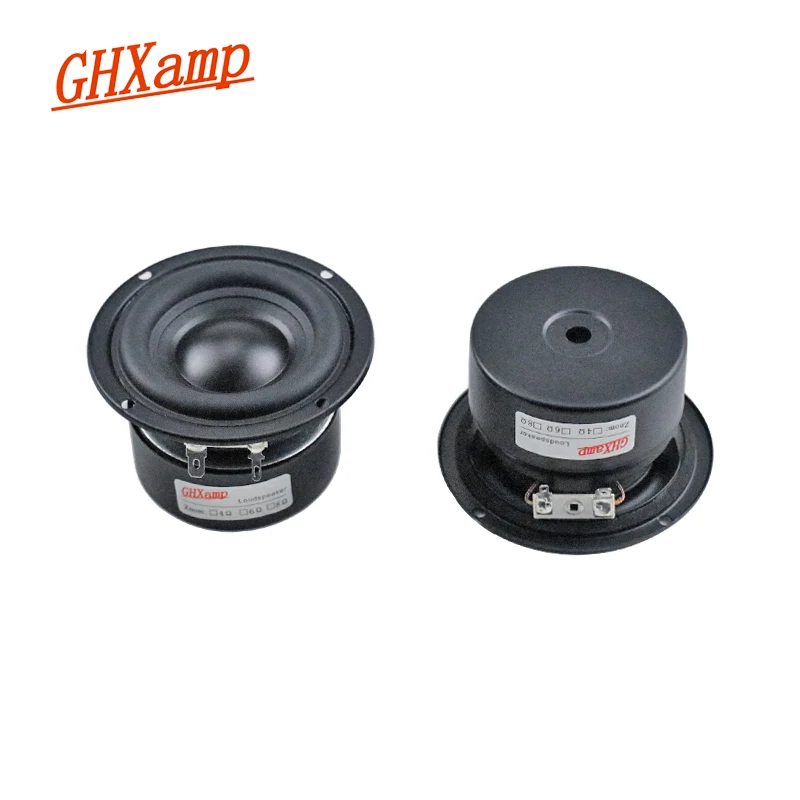 GHXAMP 3 inch Woofer Subwoofer HiFi Home Car Speaker Spanish Straw Pulp+Carbon Fiber Rubber Side 25W 2PCS