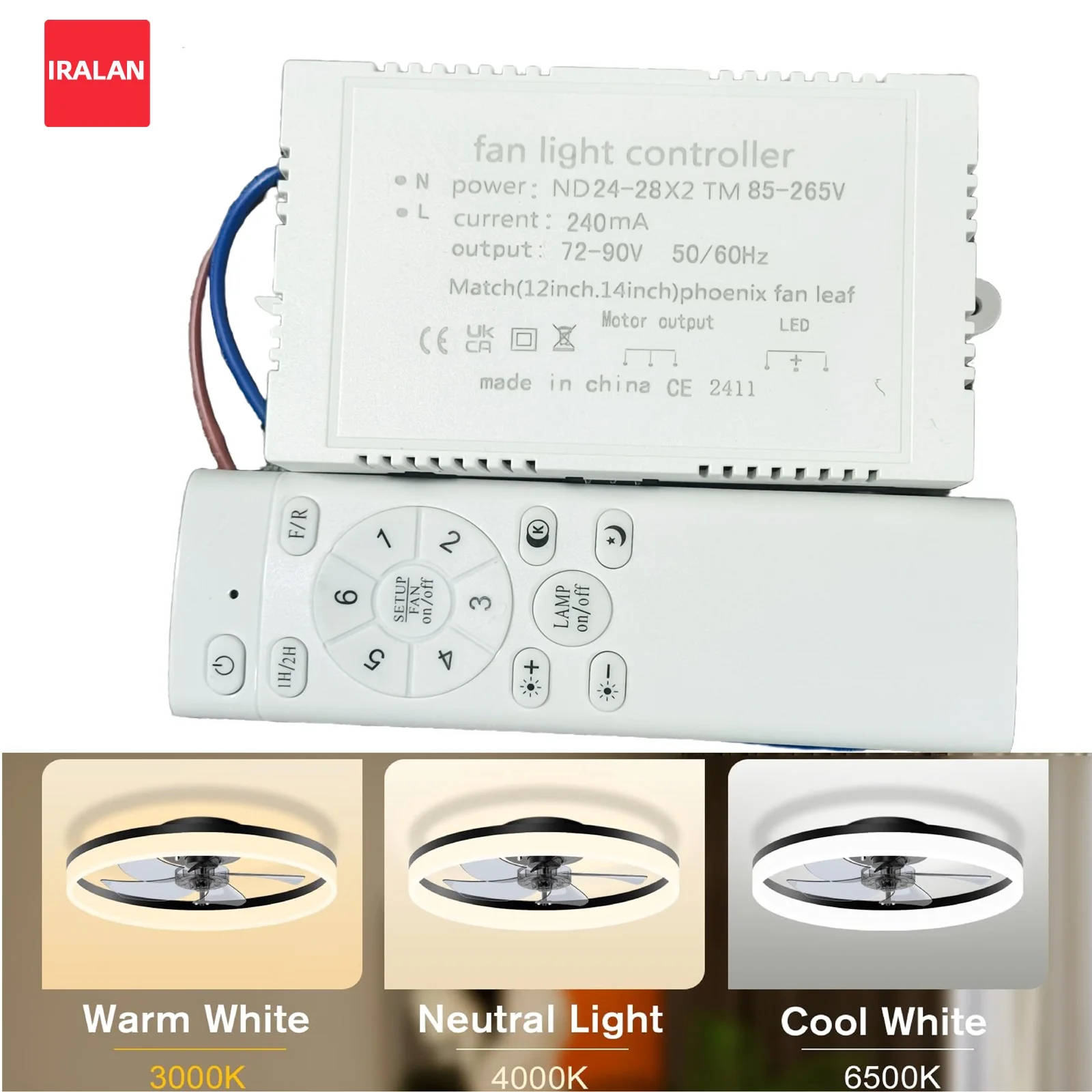 IRALAN Ceiling Fan Lamp Lighting Transformer And Remote Control LED Light Strip Replacement Of Faulty Parts Power Adapter Supply