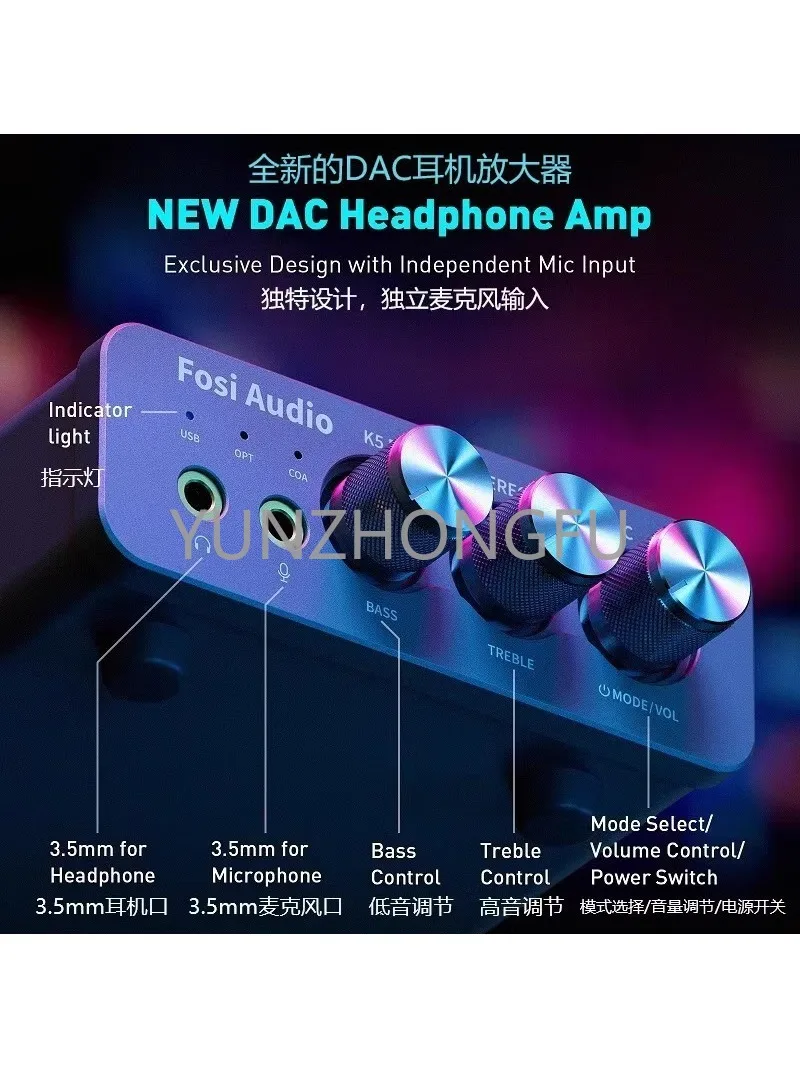 Fosiaudio K5pro Dac Headphone Amplifier Computer External Sound Card Desktop Game Decoding Ear Amplifier