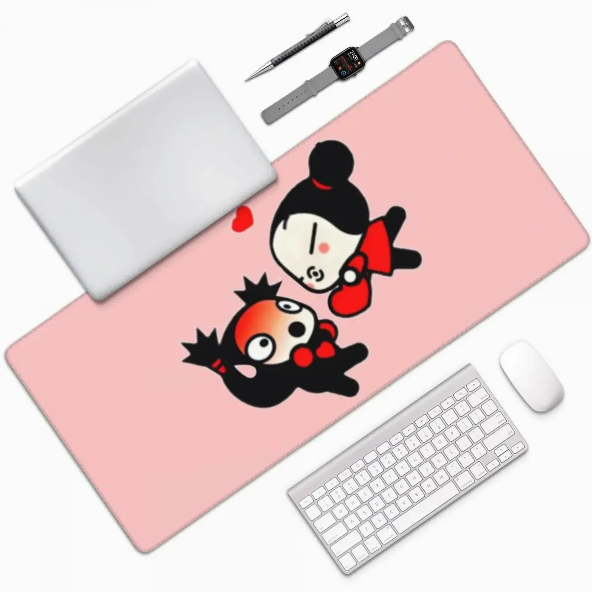 Cute Pucca And Garu Love Valentine Large Mouse Pad Computer Keyboard Mouse Mat Gamer PC Laptop Desk Mat Accessories Table Mats