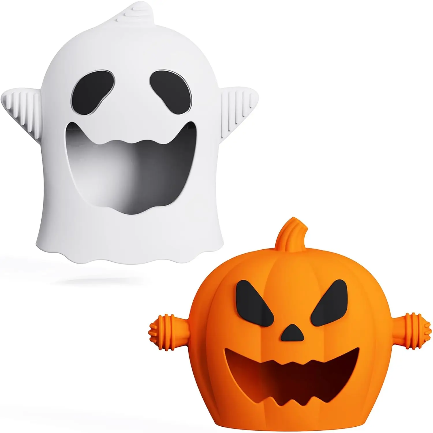 2-Pack Halloween Baby Teething Mittens – Silicone Pumpkin & Ghost Teethers for Infants & Toddlers