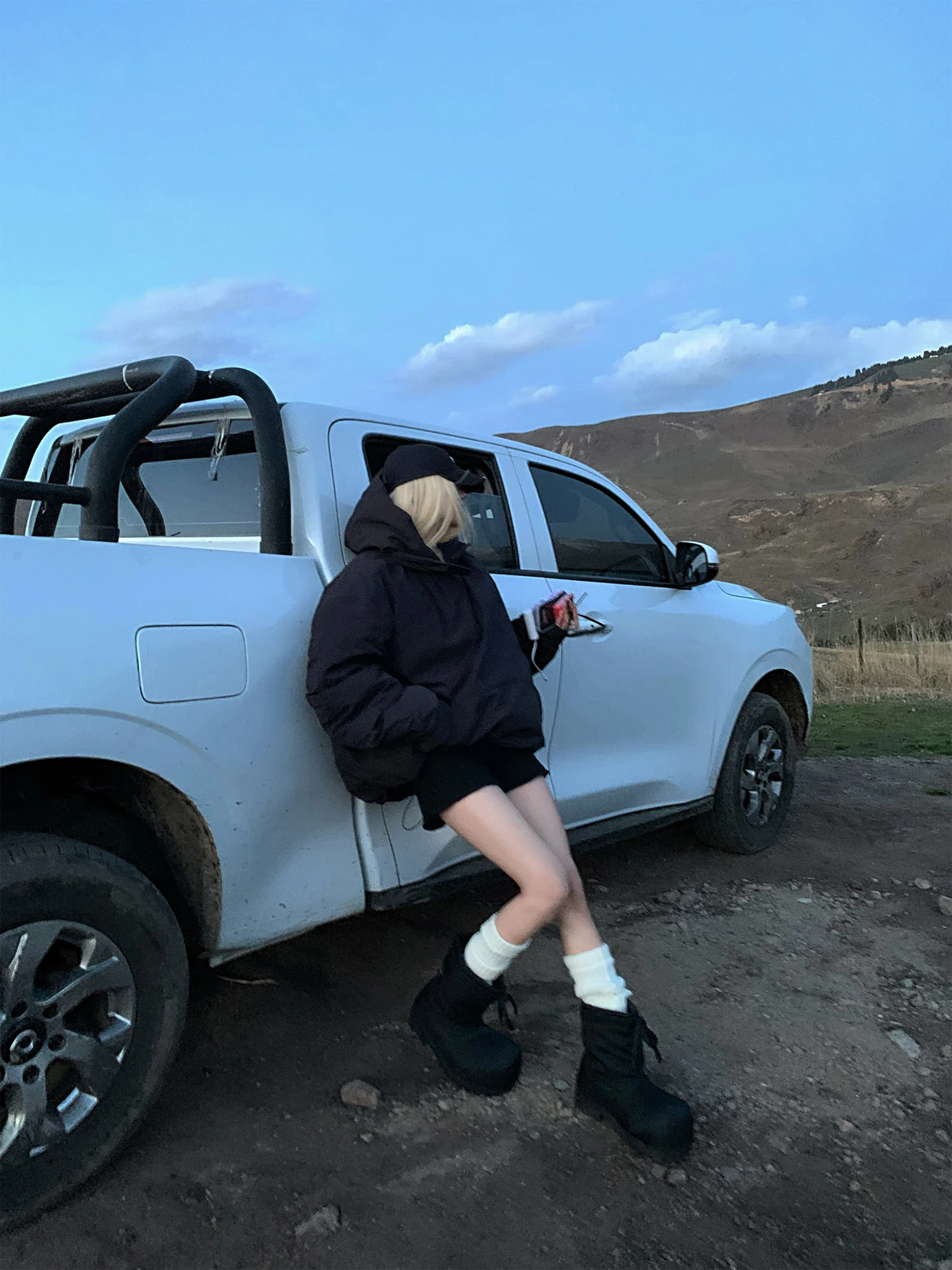 

Черная укороченная утепленная куртка из гусиного пуха 'Wilderness Action' с капюшоном, в корейском стиле, прямого кроя, для повседневной носки, ветрозащитная