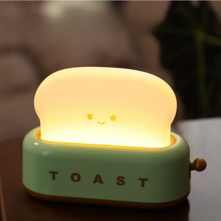 cartoon Bread Toast Light Toaster 800mAh emotional Nightlight Creative Rechargeable time switch Led Lamp Bedroom Birthday Gift