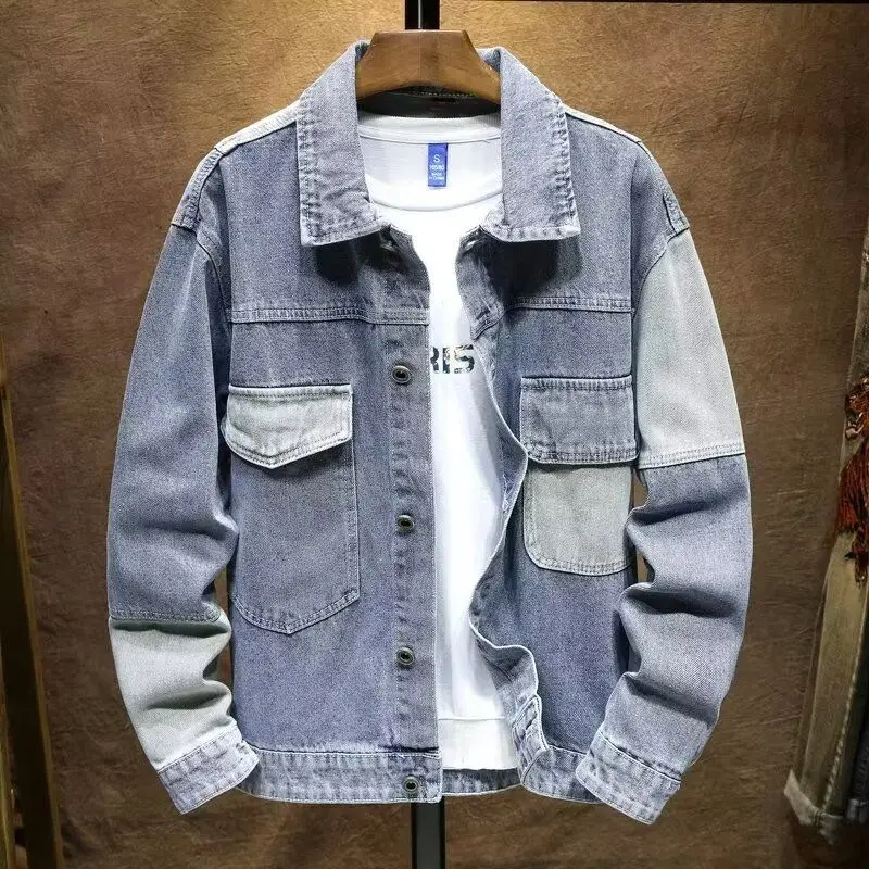 

Loose Casual Men's Denim Jaet up DSO Spring Autumn 2025 Faion Brand Splicing New Sle Outerwear Polyester Fiber