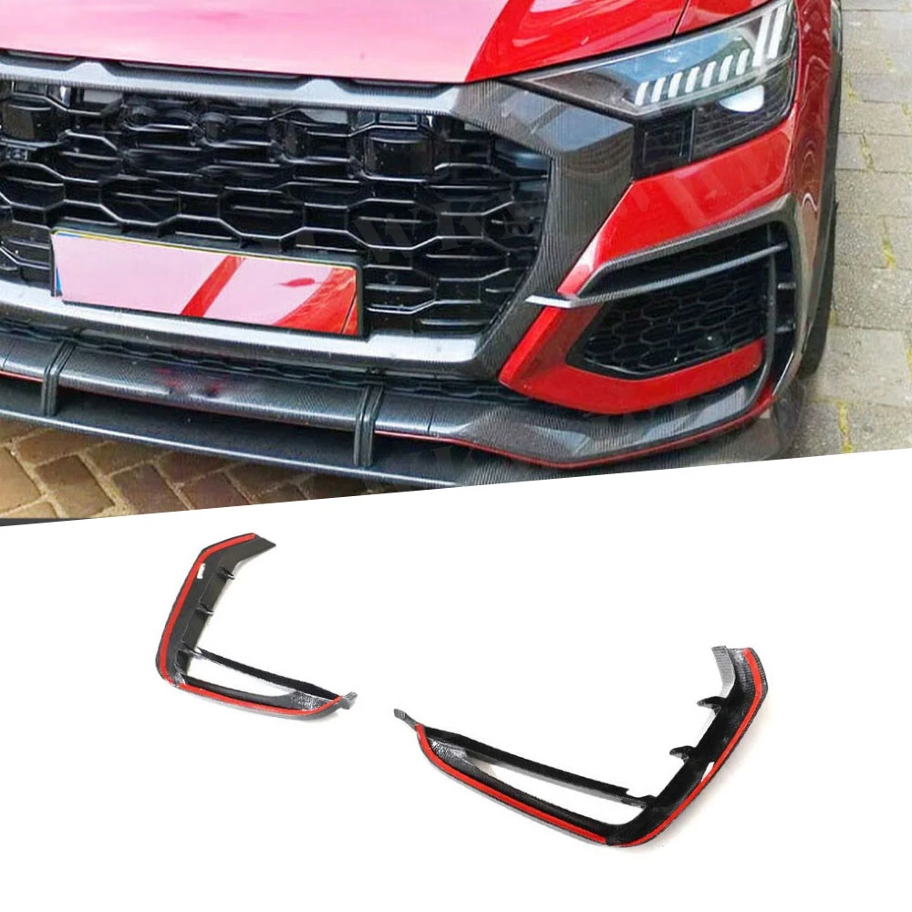 

For Audi RSQ8 2020 2021 2022 2023 Real Carbon Fiber Car Front Bumper Lip Splitter Side Fog Lamp Cover Trim Auto Car Accessories