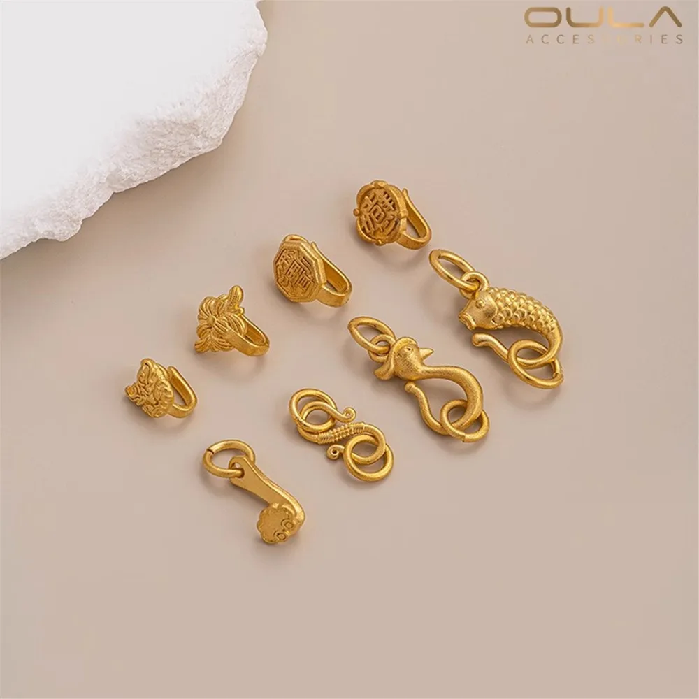 Diy Fish-shaped Buckle S-shaped Fishhook Buckle Bracelet Accessory Connecting Buckle Sand Gold Auspicious Beast Good Luck Happin
