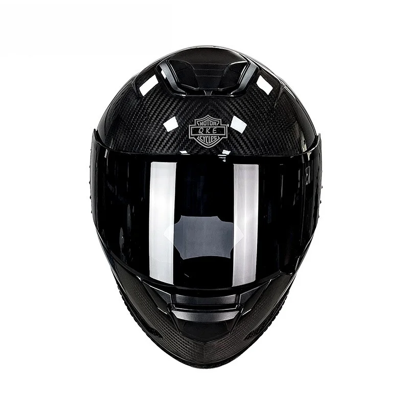 Stylish Lightweight Full-Face Wide-angle Visor Design All-Season Universal Adults Full-Helmet Carbon-Fiber Black Motorcycle