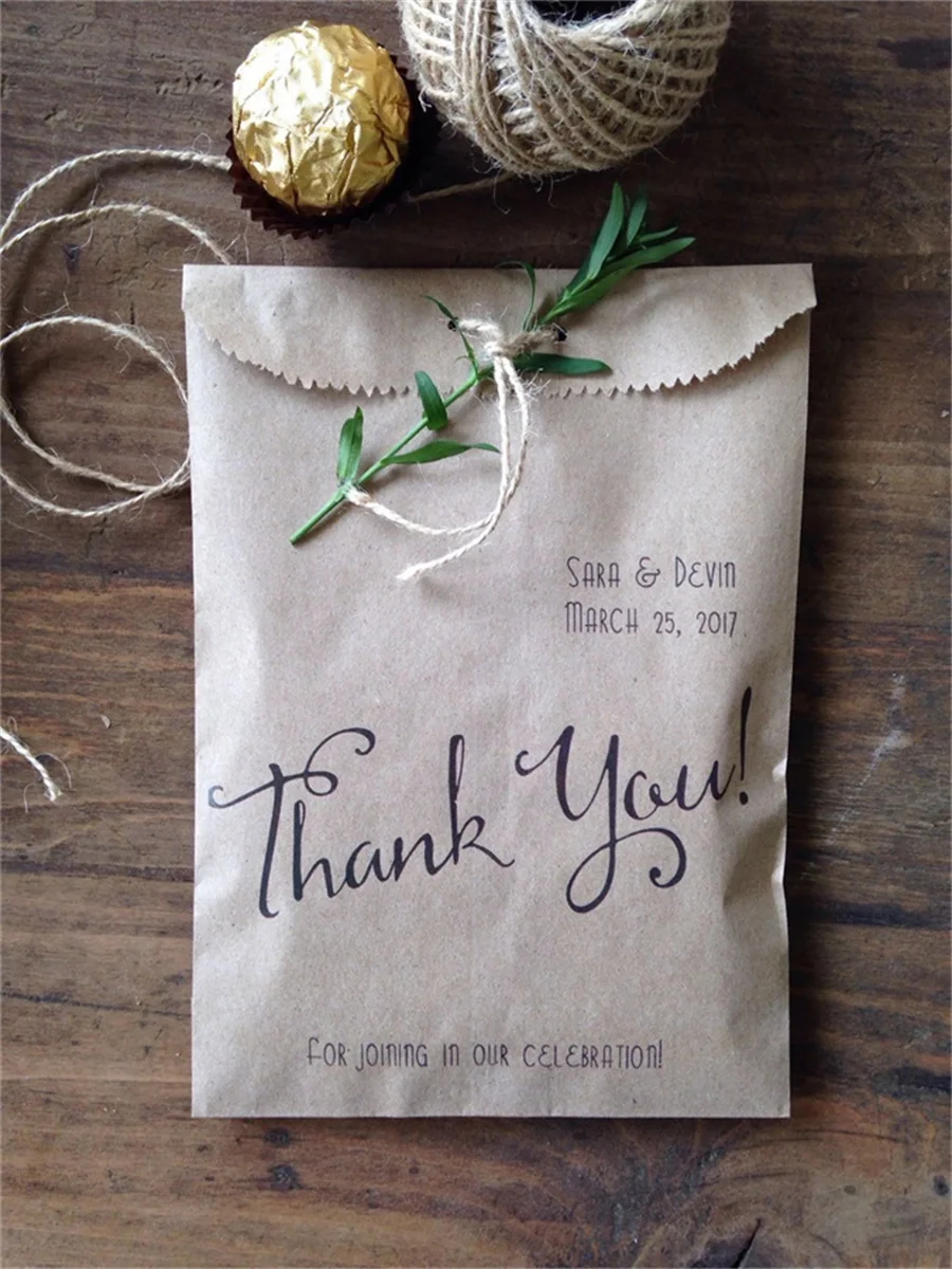 

50PCS Thank You For Joining Our Celebration, Printed and Personalized with Your Names and Date, Wedding Party Favor Snack Bags