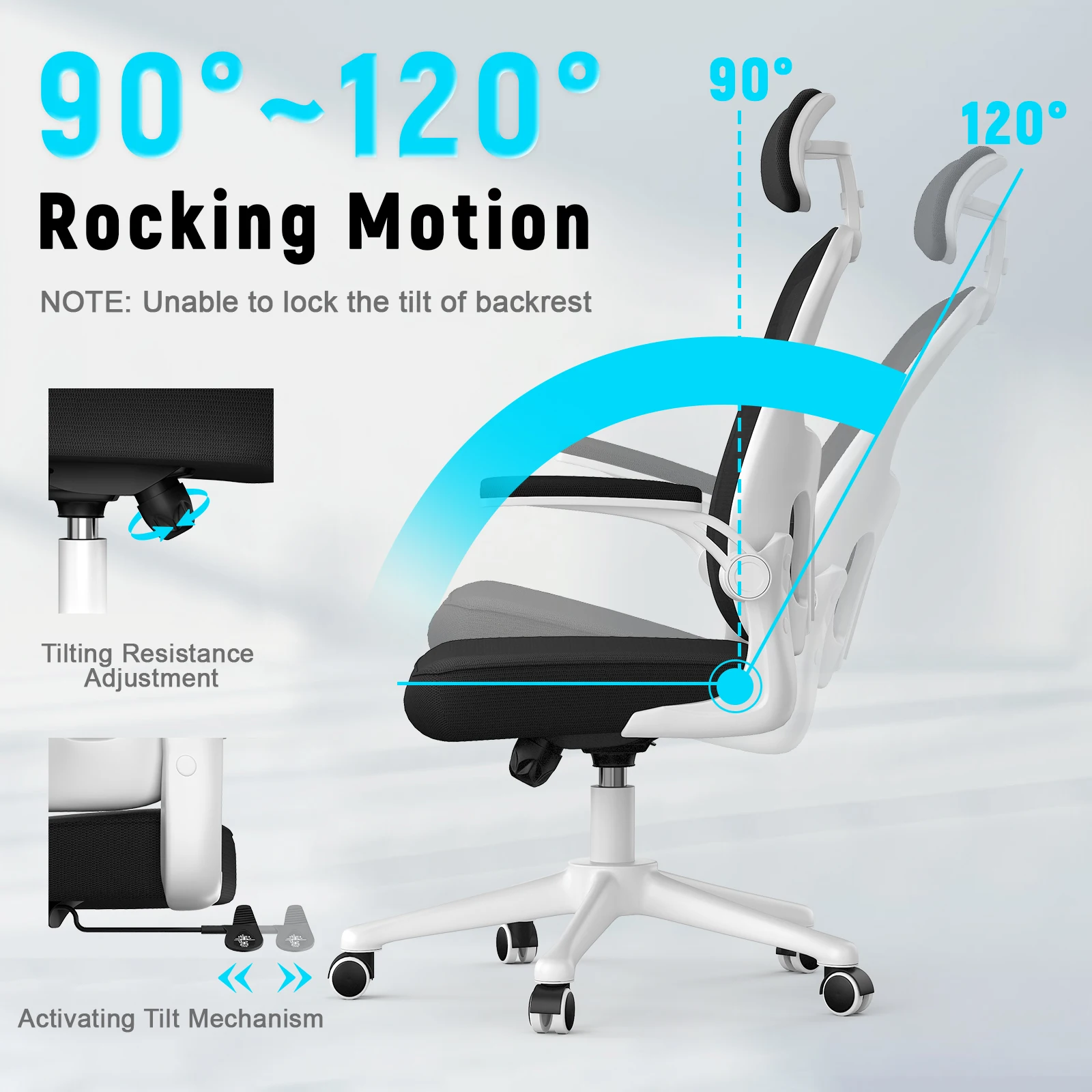 Silla ergonómica de oficina para juegos, asiento de espalda alta elevable con soporte Lumbar, escritorio giratorio, ajustable en profundidad