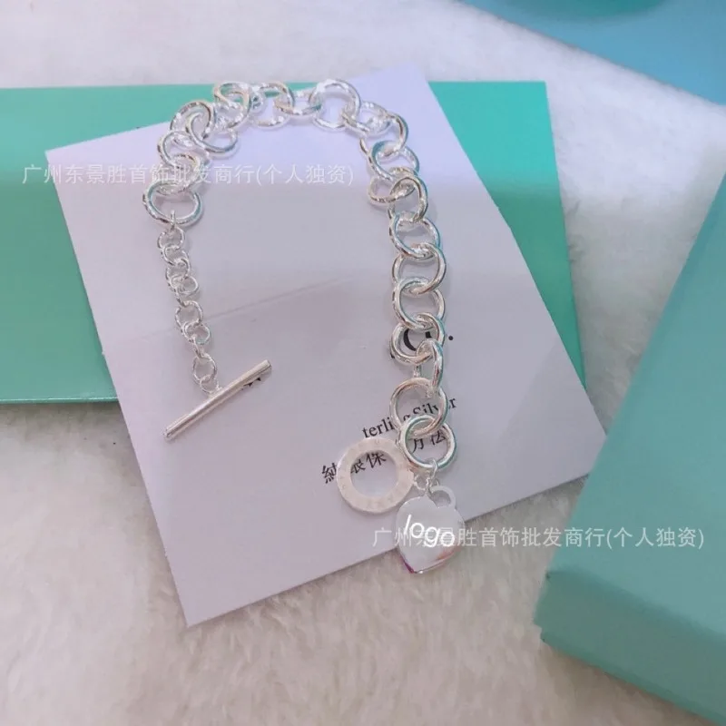 

Браслет для пар в форме сердца с застежкой OT, модный, с надписью на английском языке, персиковое сердце, круглые украшения