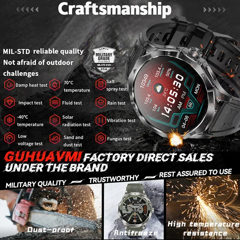 2024New GPS Tracker Smart Watch Men Outdoor Sports Compass HD Voice Bluetooth Call Air Pressure 710mAh Battery Health Smartwatch