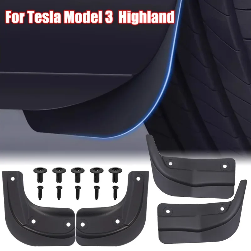 2024 Automobile Mudguard Official Front Rear Wheel Fenders Splash Guards Model3+ Accessories Suitable for Tesla Model 3+Highland