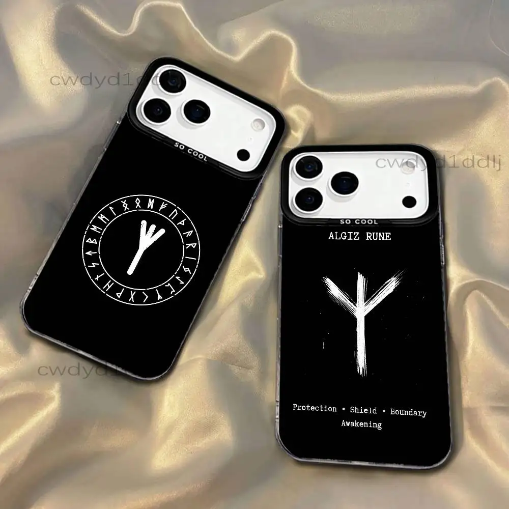 

F-Futhark R-Rune Symbols For iPhone 17,16,15,14,13,12,X,8,Pro,Max,Plus,SE4,Air,Mini Black IMD Matte Case