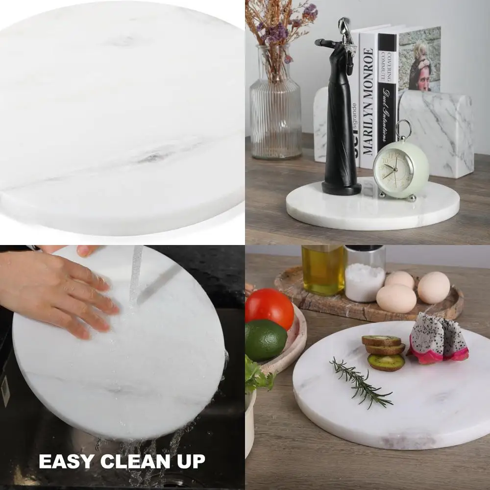 

Elegant 11 Round African Natural Marble Cheese Board, Handcrafted for Kitchen & Entertaining Gifts