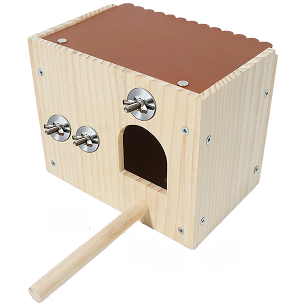 Natural Wood Parrot Breeding Box Sliding for top Design for Easy Cleaning Magnetic Observation Panel for Quiet Monitoring