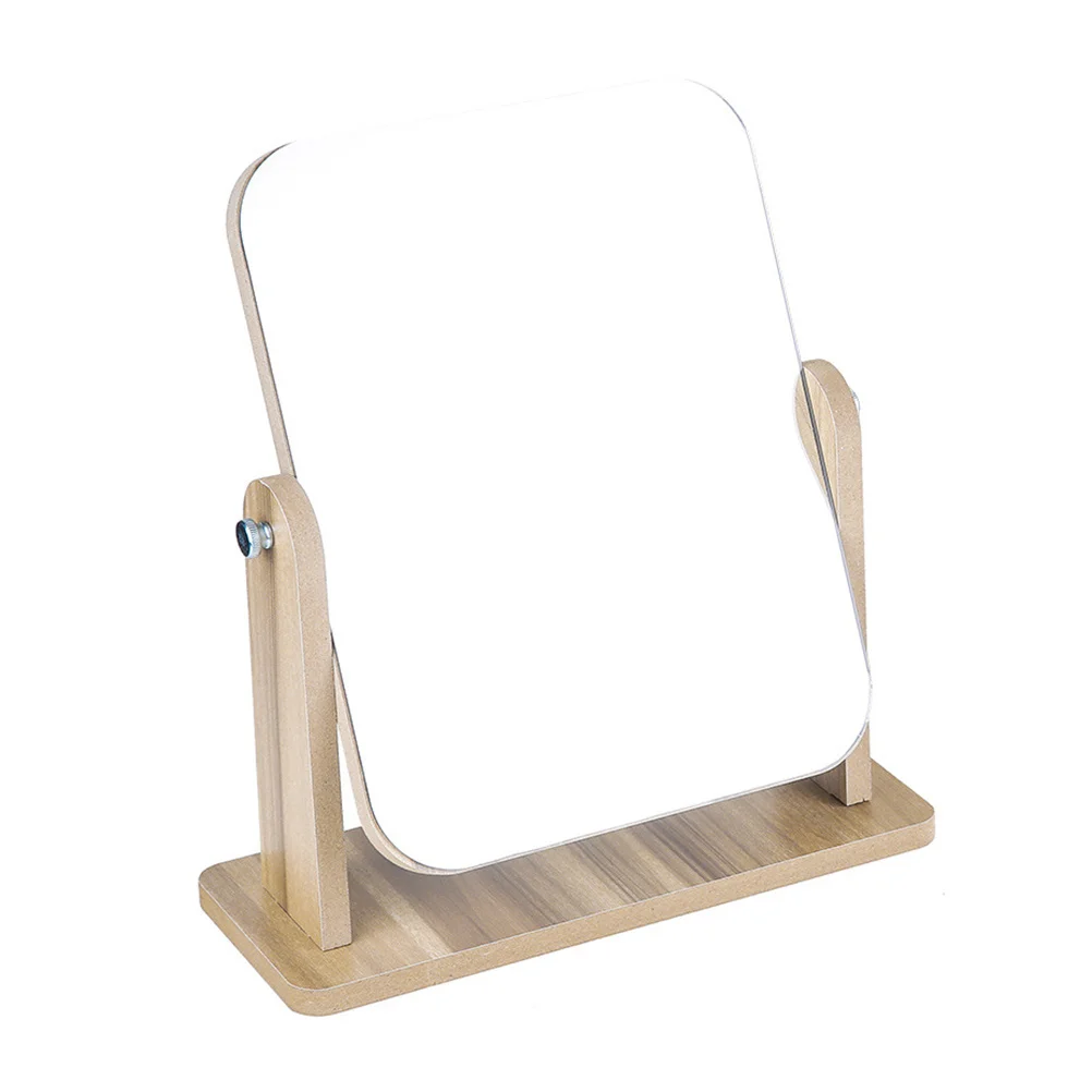 Espejo de escritorio ajustable con marco de madera para maquillaje, espejo estéreo para mujeres y niñas, baño, dormitorio, escritorio, 1 ud.