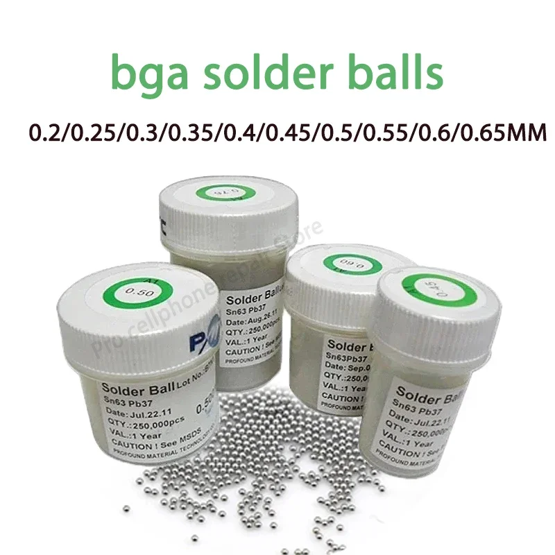 PMTC BGA Solder Balls Tin Beads 250K Particles 0.2 0.25 0.3 0.35 0.45-0.6mm for Phone Computer Chip BGA Weld Reworking Reballing