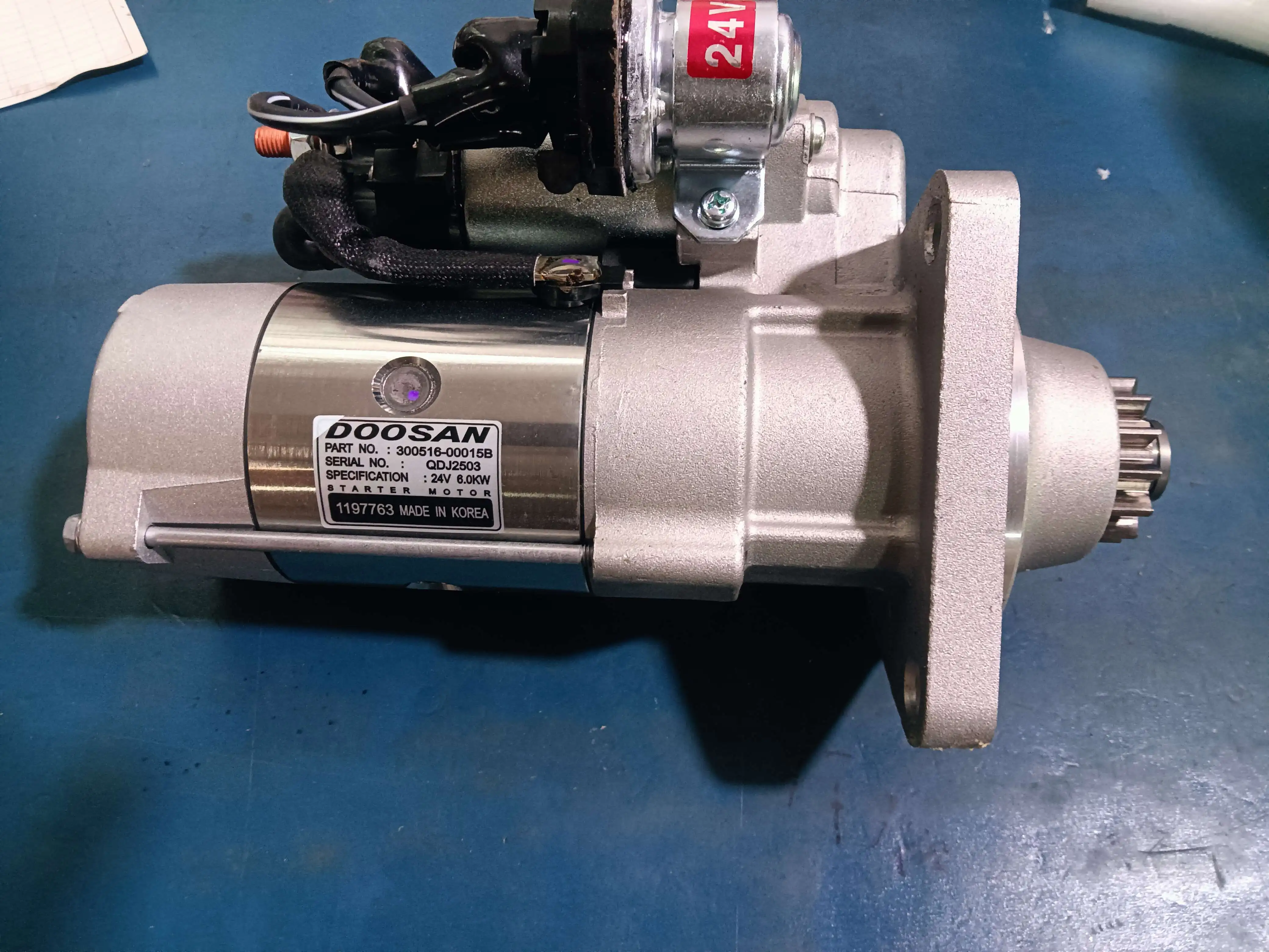 300516-00015 Starter Motor 24V 6.0kW For Doosan Diesel Engine Genset Spare Parts