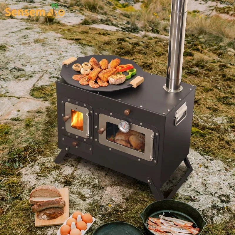 

【Popular】Portable Cast Iron Wood Burning Camp Stove for Cooking for Camping Tent & BBQ Grills