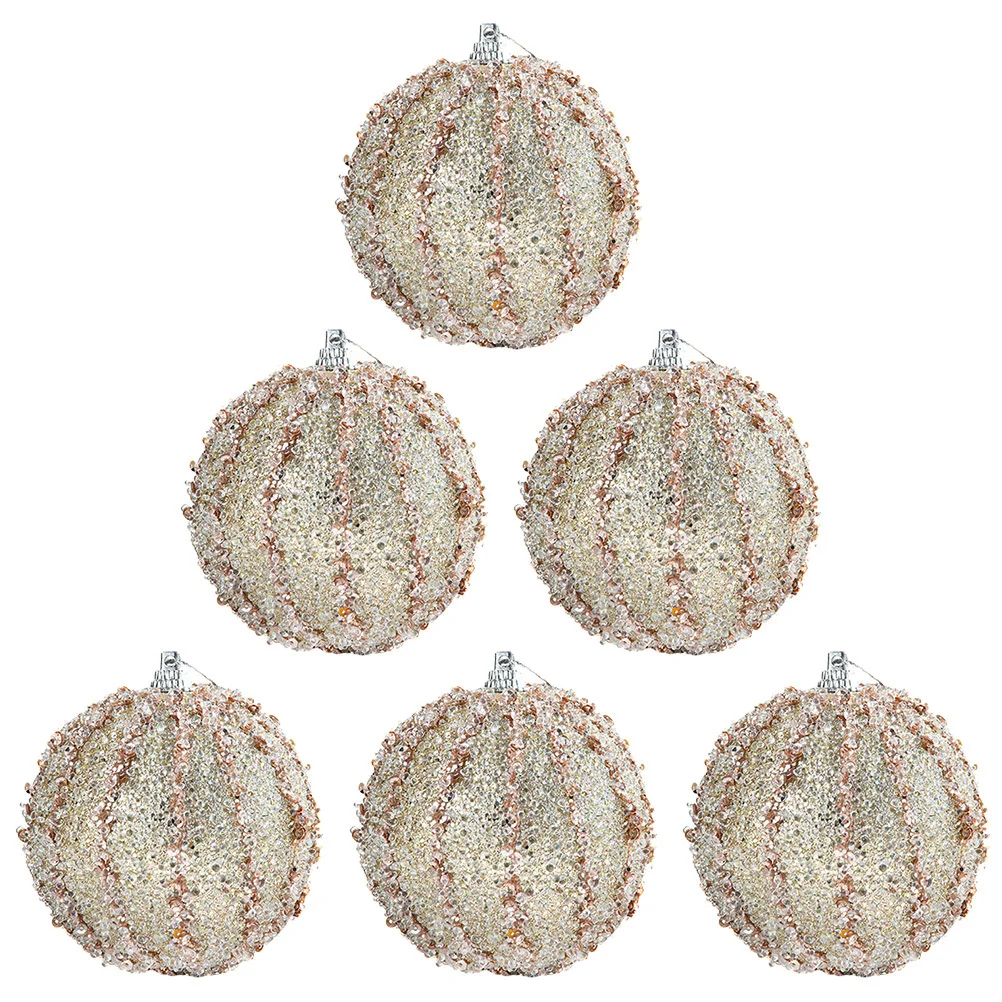 

6Pcs Christmas Ball Hanging Ornaments Christmas Tree Deco Foam Lightweight Xmas Tree Hanging Balls Xmas Party Ornament