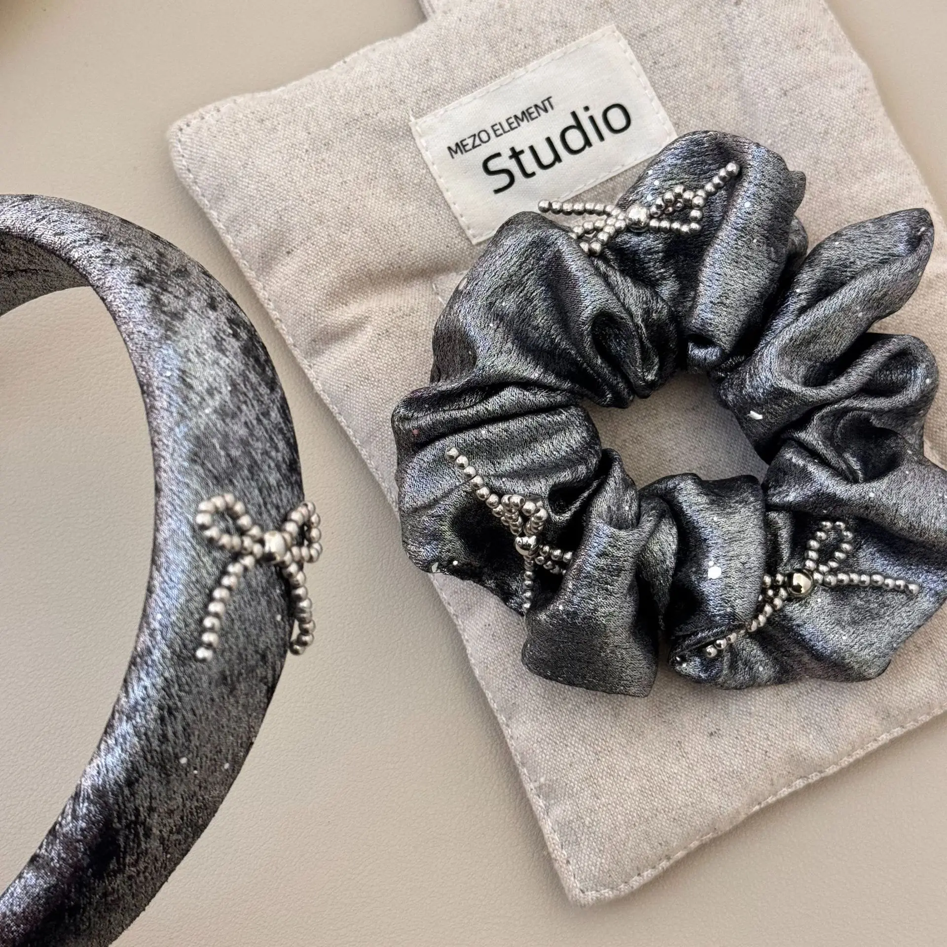 רך חרוז קשת משי בהיר בד רטרו גדול לולאה שיער חבל חזה בכיר חוש horsetail שיער חישוק שיער אביזרים חדש