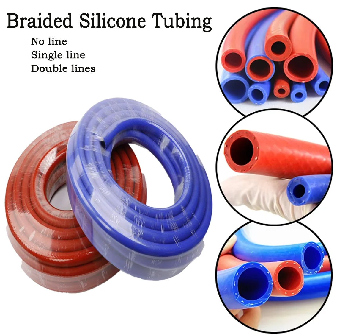 1Meter ID 3/4/5/6/8/12-32/35/38/45/50mm Silicone Hose Flexible Woven Heat Resistant Tube High Presure Auto Cylinder Vacuum Pipe