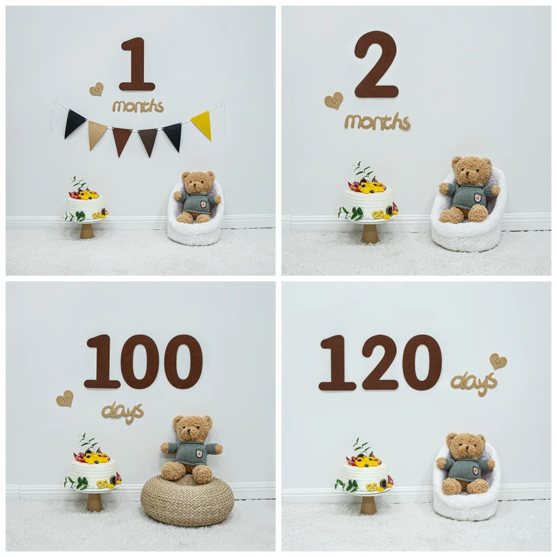 Ins Newborn Baby Announcement Cards Record 100 Days Pregnancy Journey Milestone Marker Non Woven Monthly Photo Props