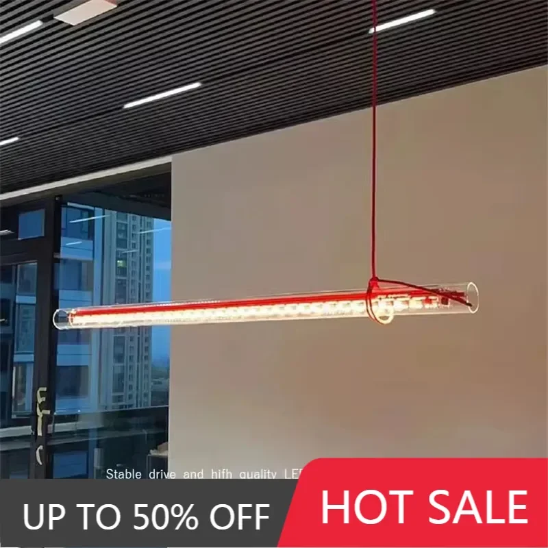 2025 Tubular Suspension Lamp Led Long Glass Linear Lamp Creative Design Red Blue Line Lamp Restaurant Chandelier Art Kitchen Lam