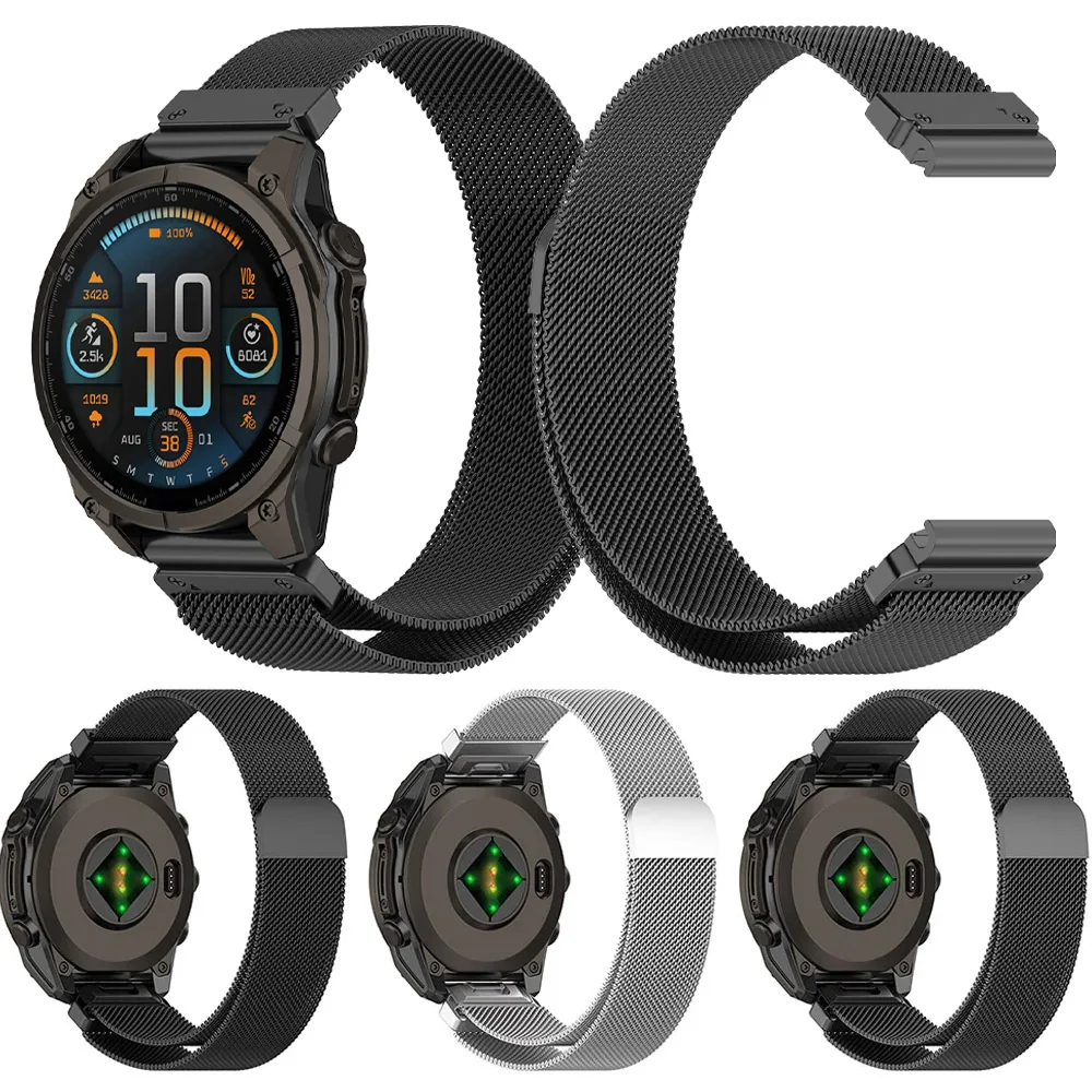 Quick Fit 26mm 22mm 20mm Magnetisches Milanaise-Armband für Garmin Fenix 8 Quatix 8 Tactix 8 Armband Garmin Forerunner 970 Instinct 3