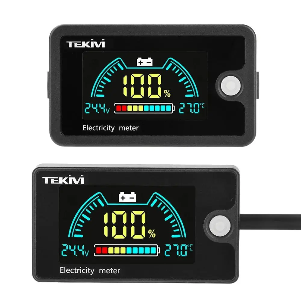 1Pcs LCD Screen Electricity Meter with Temperature Alarm DC8-100V Battery Tester Meter LiFePO4 Lead-acid Lithium Battery