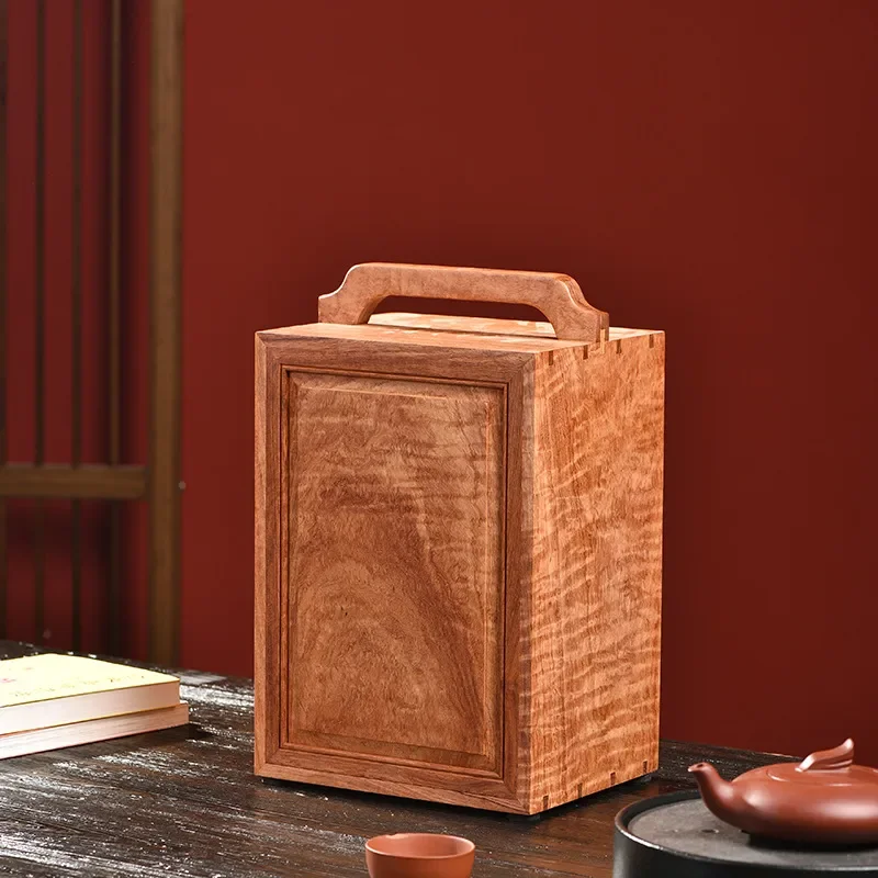 Huali Portable Wooden Medicine Box Retro Mahogany Desktop Jewelry Storage Case Carved Ornament Gift Collection Organizer for
