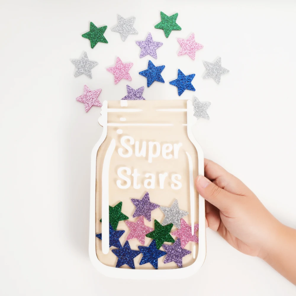 Rewards Jar Back To School With Glitter Star 25Tokens For Kids Responsibility Award Magnetic Incentive Classroom Chore Chart