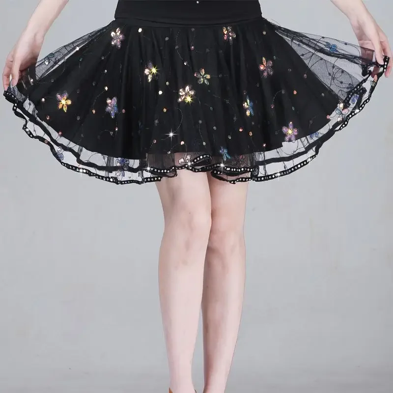 Latin Dance Skirt Adult New Practice Clothes Dance Skirt Professional Performance Clothing Jitba Three-step Skirt