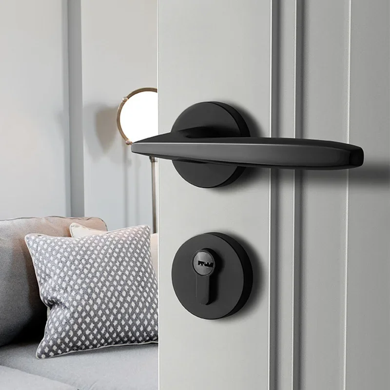 

Door locks Indoor bedrooms Silent black room locks Nordic simple split locks Household modern solid wood door locks