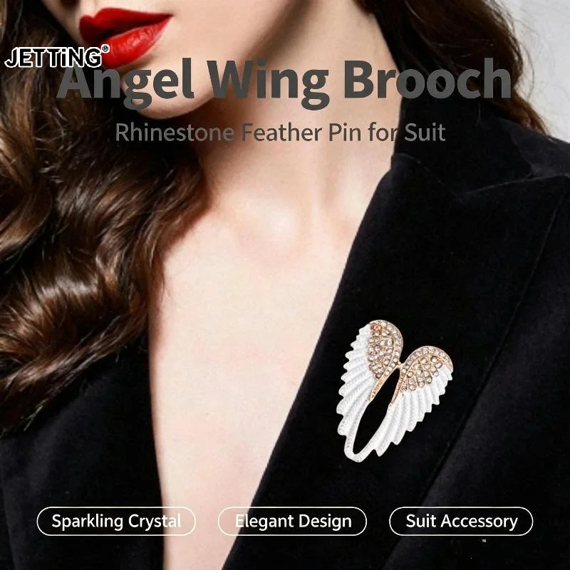 Exquisite Gradient Enamel Angel Wings Brooch For Women Sparkling Rhinestone Lapel Pin Party Wedding Clothing Versatile Jewelry