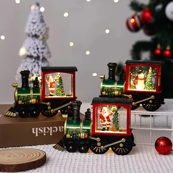 Christmas Gift Christmas Crystal Ball Ornaments LED Lights Train Santa Claus Merry…