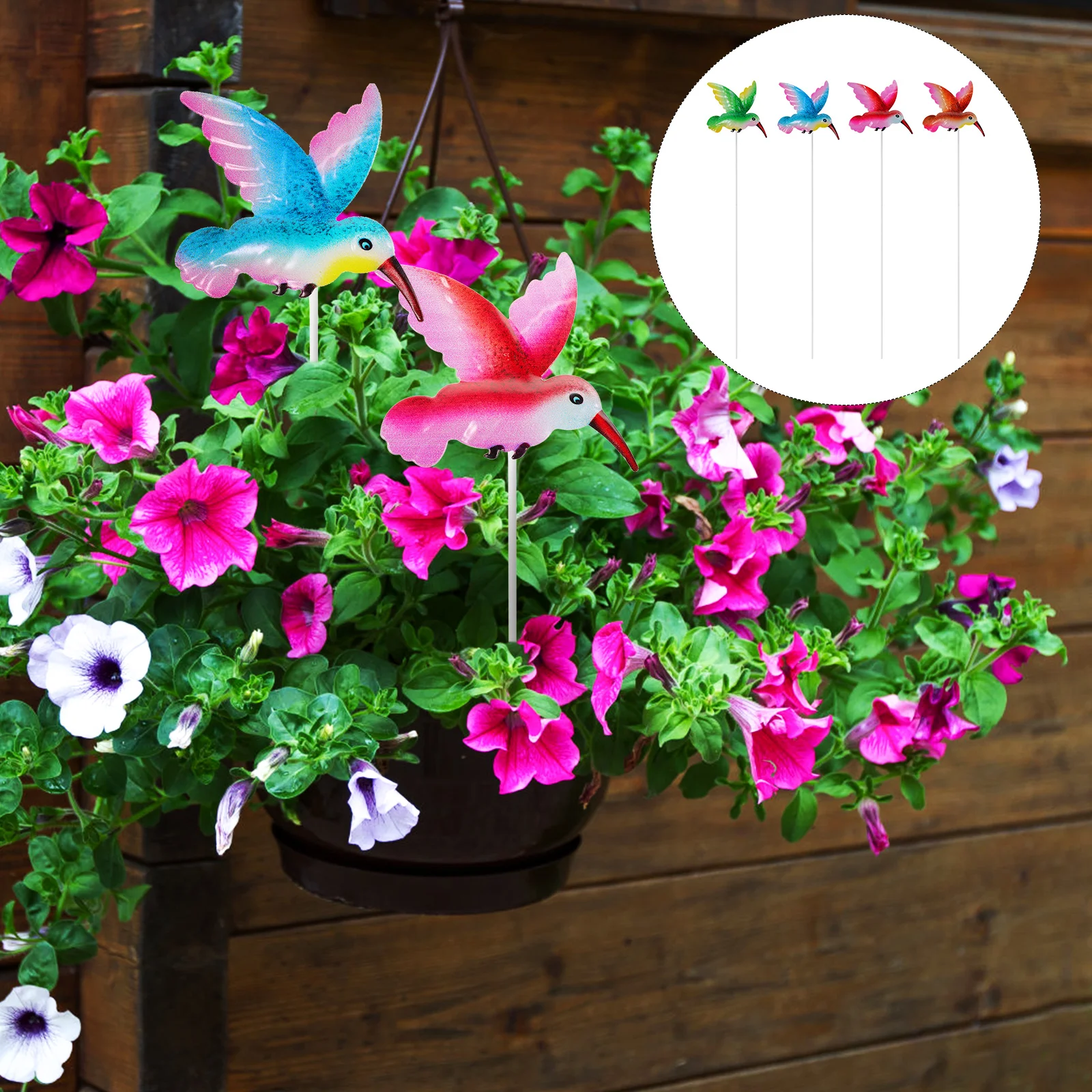 

4Pcs Hummingbird Garden Stakes Iron Decorative Yard Lawn Stakes Simulation Metal Outdoor Patio Stake Decor Patio Stake Decor