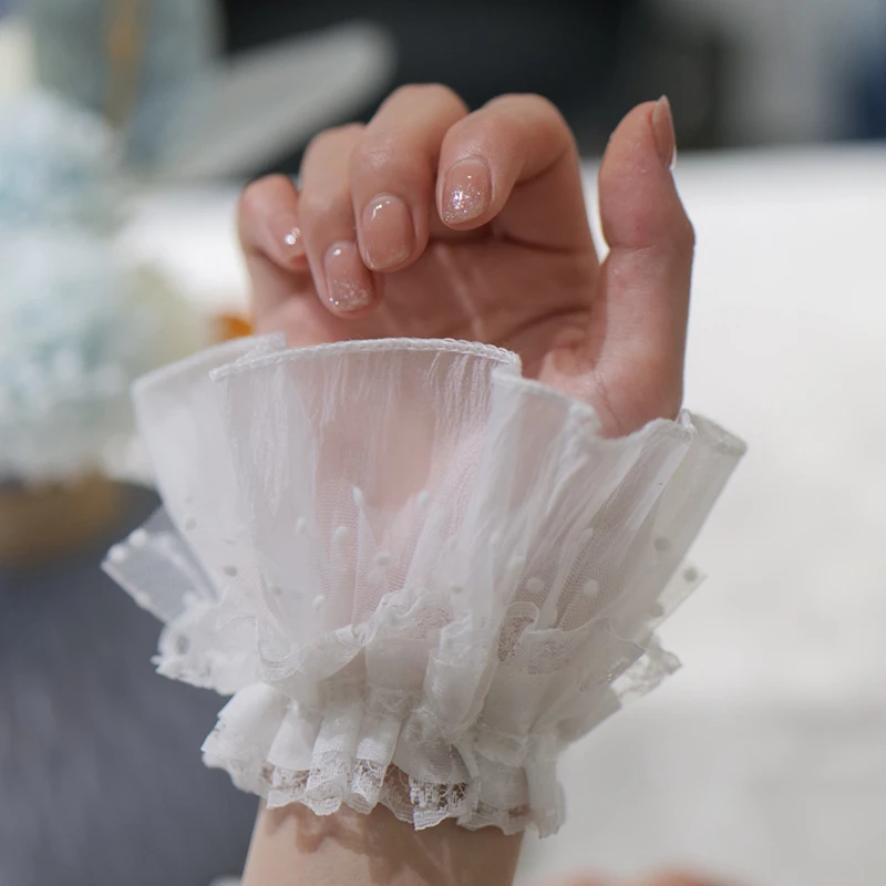 Girl wrist cuffs elastic false sleeves for taking photo Nail Art shooting props female ruffled sleeves decorative gloves