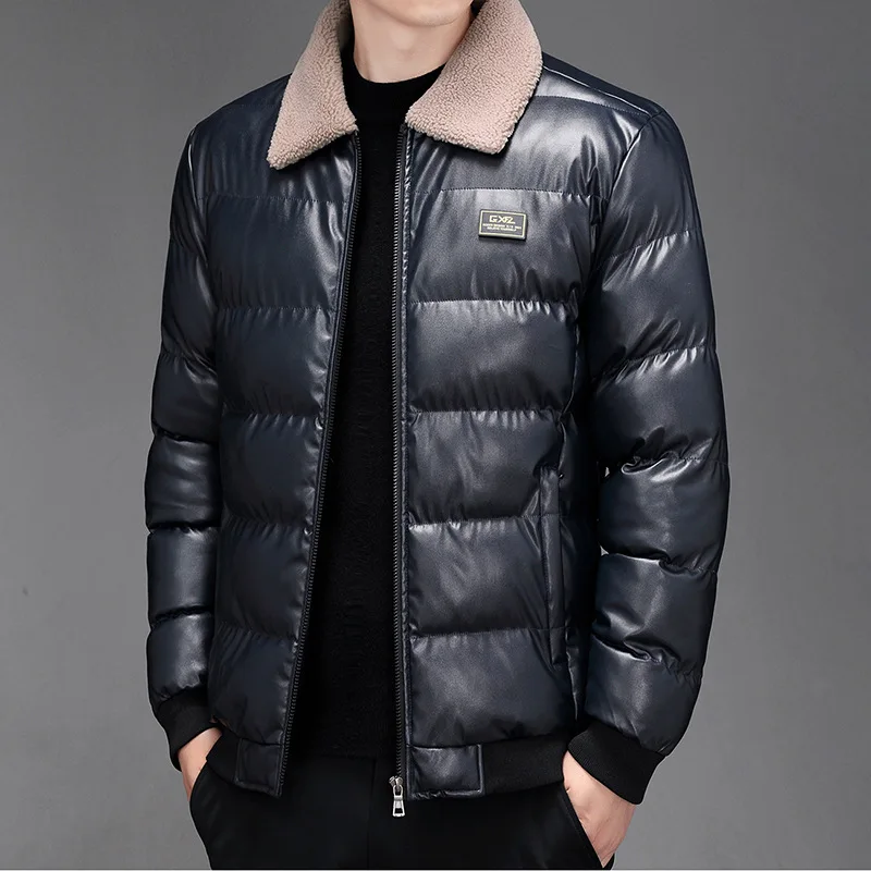 

Men's Jacket Winter Leather Jacket Men's Windproof Chamara hombre Motorcycle Driver Lining Cashmere Casual Men's Luxury