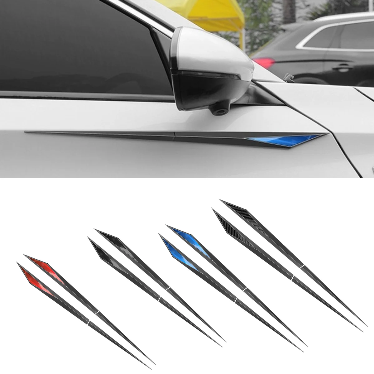 

Car Fender Side Stickers Leaf Panel Carbon Fiber Pattern Decorative Strip Black 1Warrior Modification Auto Exterior Decoration