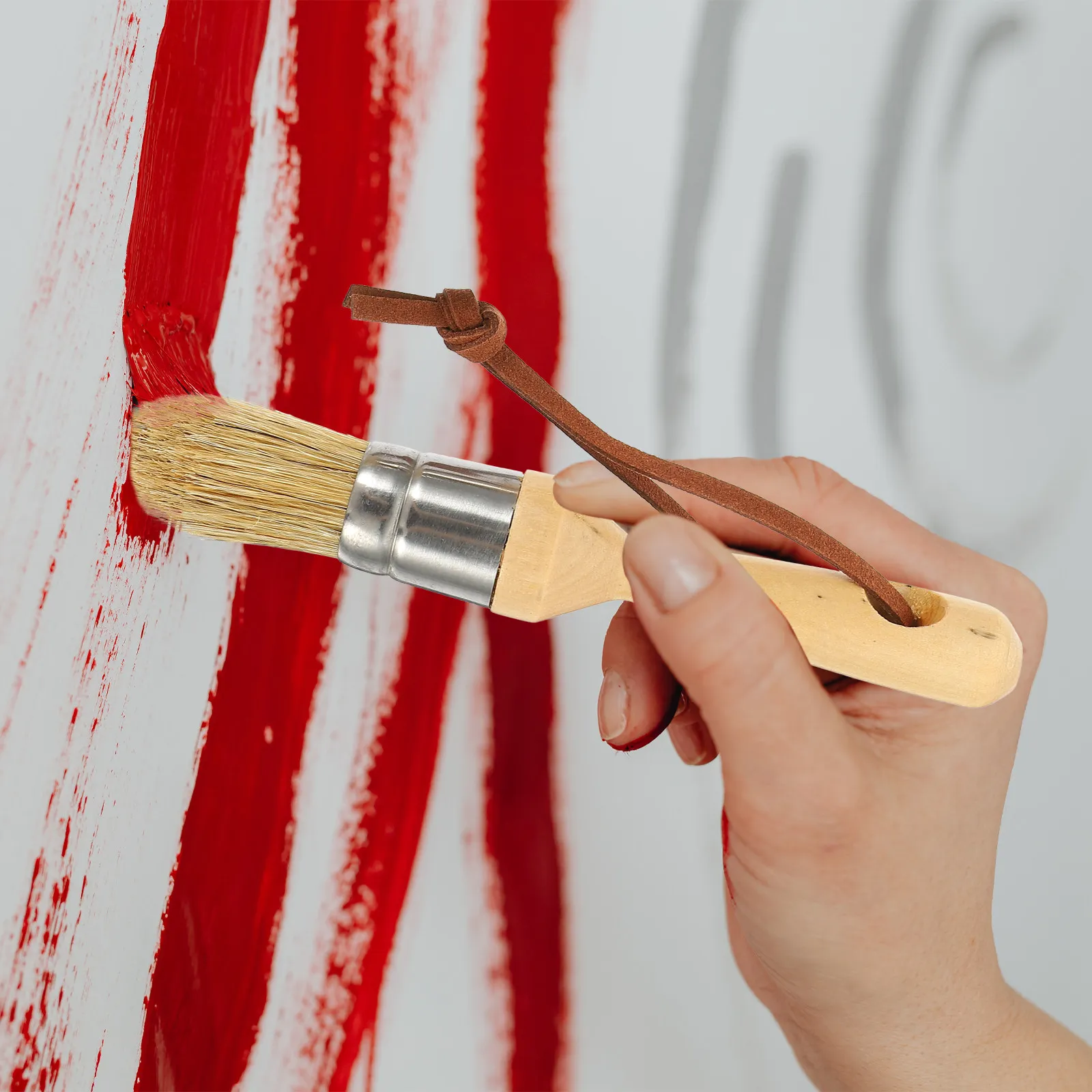 3Pcs Premium Natural Bristle Paint Brushes Wooden Handle Ergonomic Painting Brush for Chalk Milk Latex Paint Furniture Wax