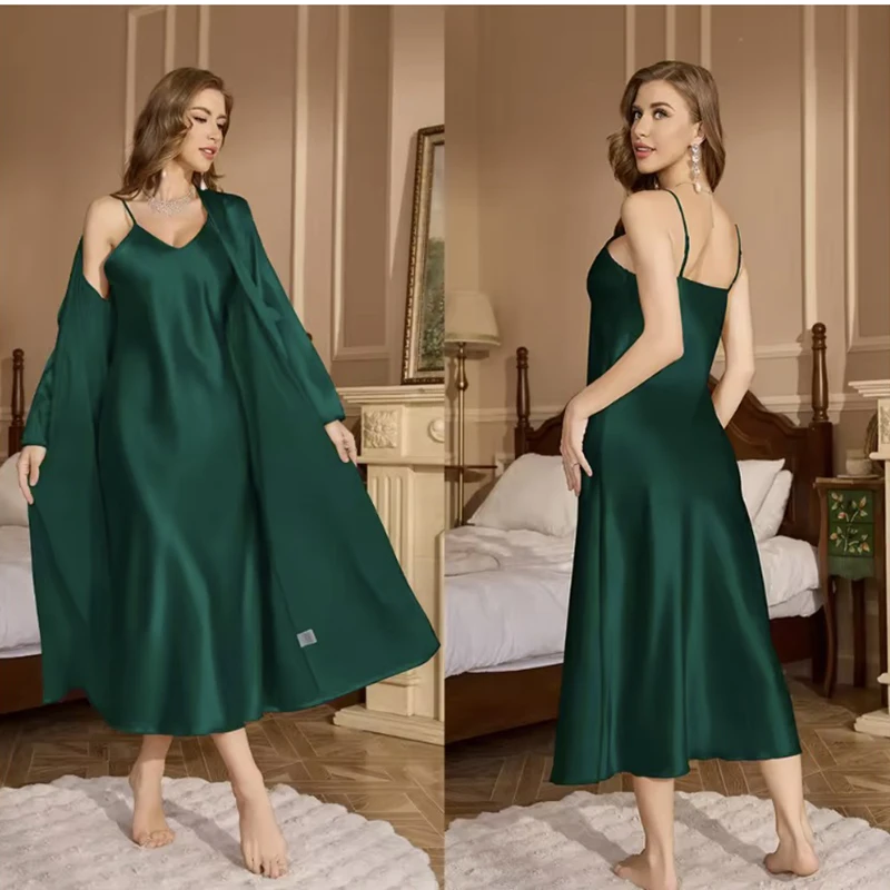 

Женский комплект: пижама, свободный халат, ночная сорочка на бретельках, домашняя одежда, модная ночная рубашка