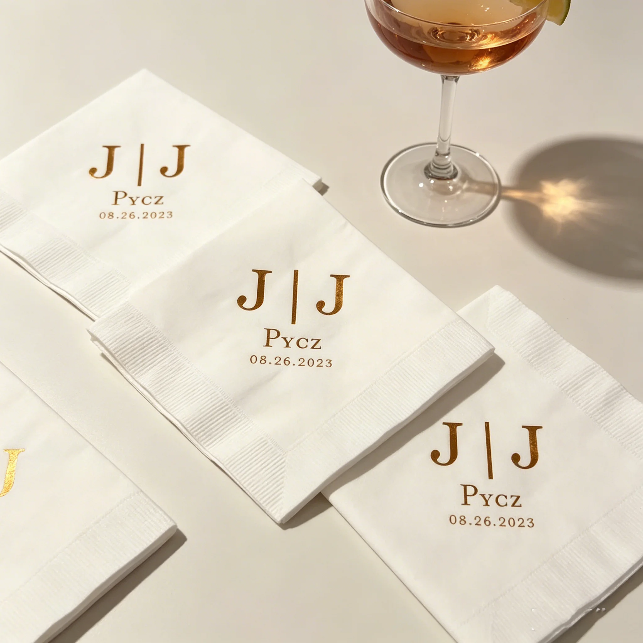 

50pcs Personalized Napkins Personalized Napkins Wedding Anniversary Engagement Printed Custom Monogram Cocktail Beverage Luncheo