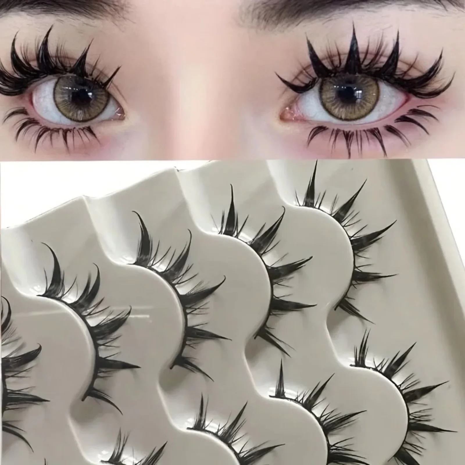 Anime-inspirierte falsche Wimpern, 5 Paar, Comic Eye Cos, künstliche Wimpern, Dämon-Stil, voluminöse Verlängerung