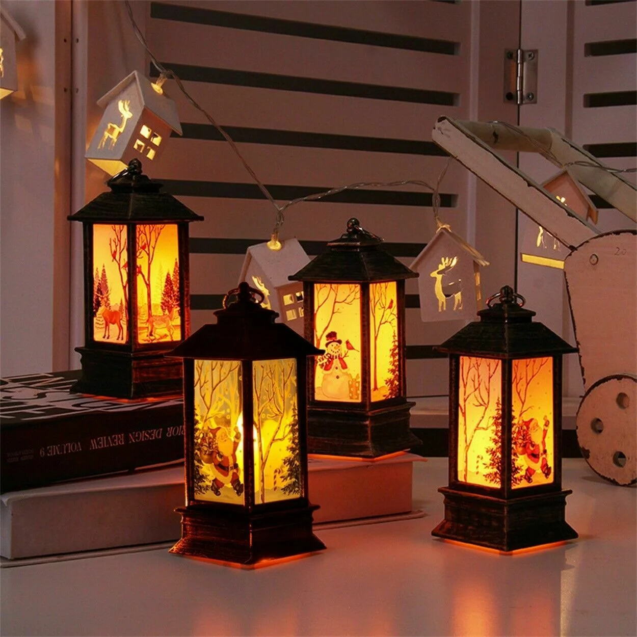 Velas Led para decoración de Halloween, luz de té, lámpara colgante de fantasma de calabaza de Castillo Vintage, suministros para el hogar y fiesta de Halloween