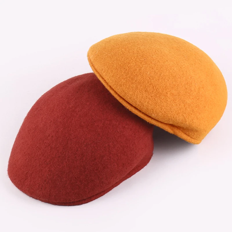 Unisex Wool Berets Solid Color Artist Beanie Hat Men Women British Retro Anti-wear Forward Hats Outdoor Warm Newsboy Cap