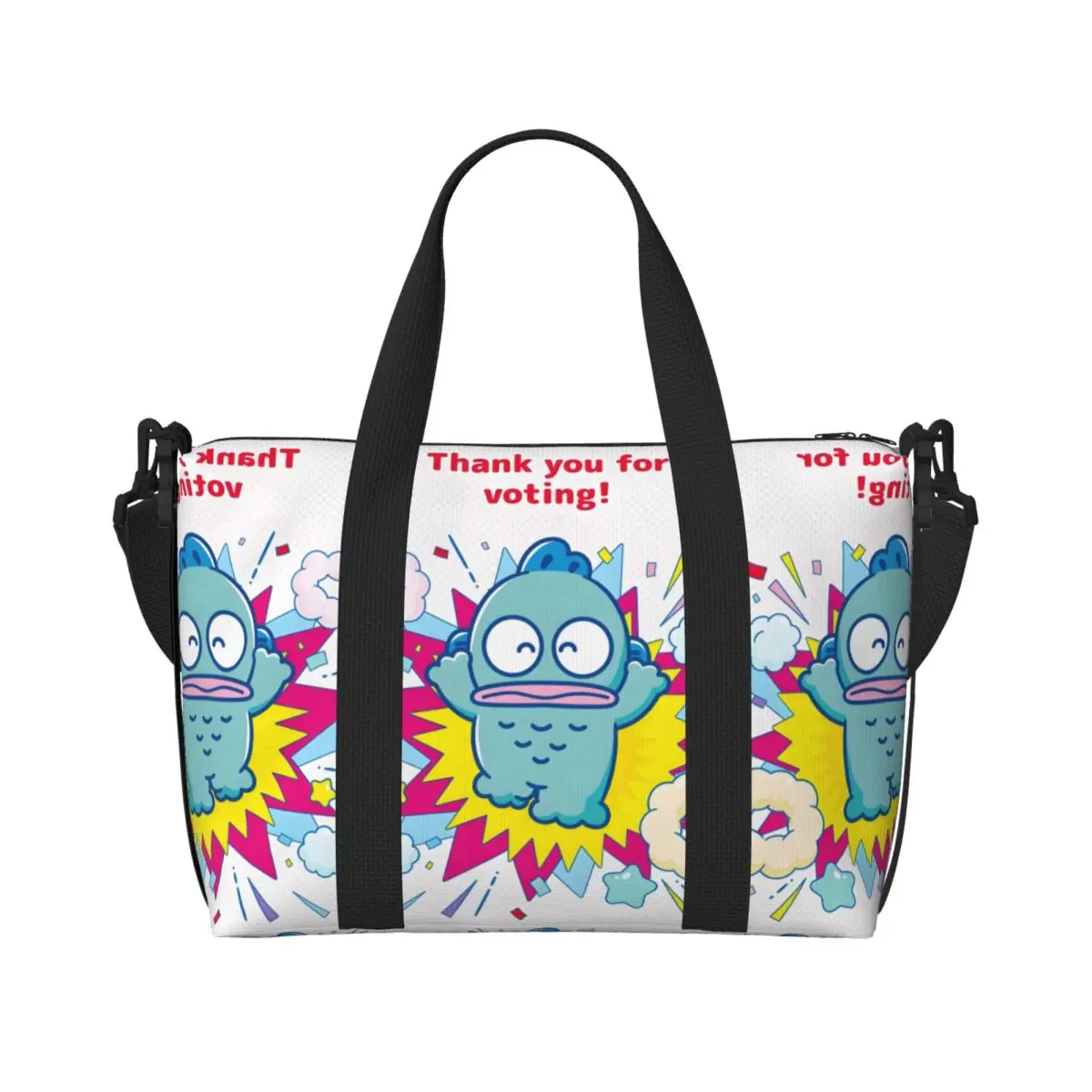 

Custom Kawaii Hangyodon Tote Bag for Women Large Capacity Ugly Fish Kawaii Cartoon Anime Beach Gym Travel Bags