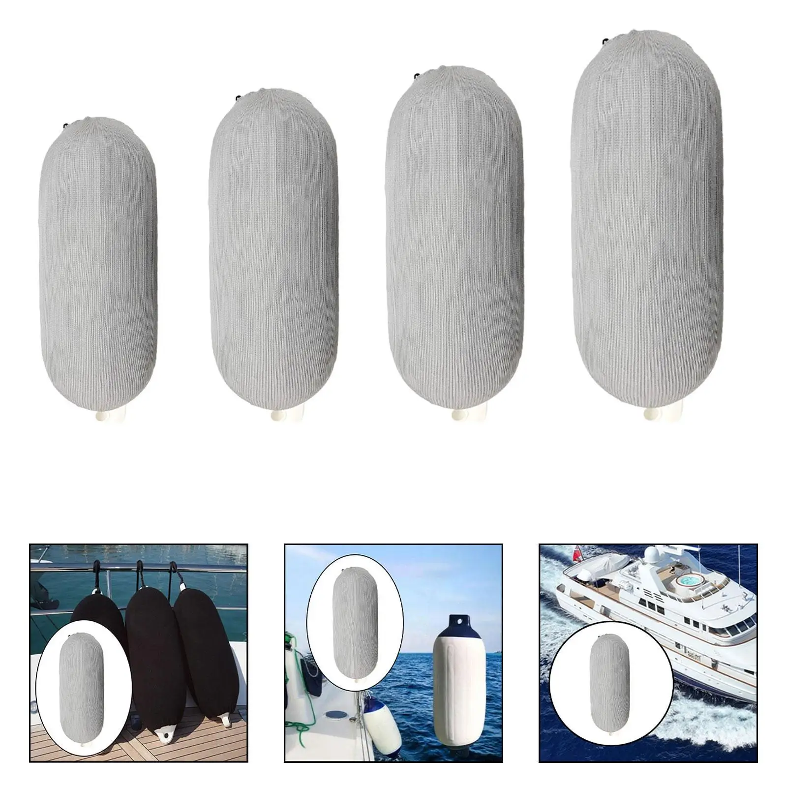 

Boat Inflatable Fender Cover Marine Cover Replacement Stretch Drawstring Design Protector for Accessories Supplies Twin Eyes