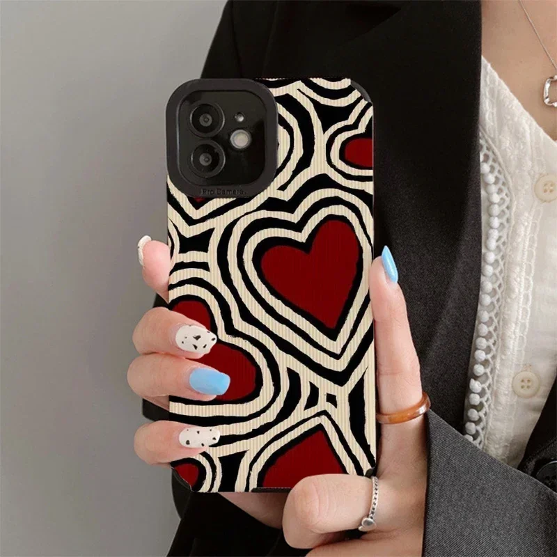 Romantic Hearts Mobile Phone Case or iPhone 14 12 11 13 15 Pro Max 14 Pro X XR XS Max 8 7 14 Plus SE 12 13 Protective Soft Cover